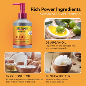 Acondicionador sin Enjuague con Aceite de Argán Orgánico, Reparador, Hidratante y Brillante para Cabello Rizado, <span class=keywords><strong>Venta</strong></span> Directa de Fábrica - Product Image 3