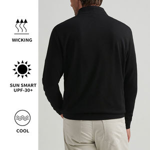 Groothandel Hoge Kwaliteit Heren Lichtgewicht Fleece Katoen Sport Snel Droogend Geborduurd Effen Kleur Lange Mouw Kwart Rits Pullover - Product Image 2