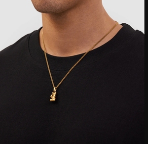 Inspire collar de acero inoxidable impermeable 18K chapado en oro lindo oso ofensivo divertido colgante encantos para la fabricación de joyas de los hombres - Product Image 4