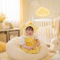 Poupée Reborn personnalisée de 24 pouces avec corps en tissu et membres en vinyle, cheveux implantés, yeux endormis, réaliste comme un nouveau-né, cadeau pour enfants
