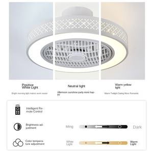 Ventilateur de plafond moderne 220 avec lumières LED, télécommande, 3 pales, corps en plastique ABS, moteur silencieux AC, salle de bain, intensité variable, 6 vitesses - Product Image 4