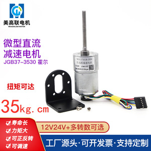 Motorreductor 3530 con montaje de brida de 32 mm, 300 RPM, 12V/24V, motor de CC con escobillas y eje roscado, reducción de engranajes metálicos - Product Image 2