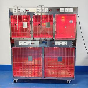 豪华兽医用氧气笼不锈钢宠物重症监护室带温度控制功能，适用于狗猫饲养诊所笼子 - Product Image 1