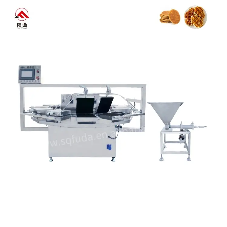 Hoge Productie Automatische Industriële Wafelkoekjesmachine Grote Commerciële Wafelijzer Stroopwafel Maker Machine