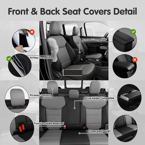 Housses de siège de luxe pour les passionnés de personnalisation intérieure de camions, compatibles avec les modèles Ford Maverick XL XLT Lariat 2022-2026, housses de siège tout-terrain - Product Image 6