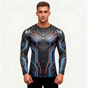 High Elastic Men Sun Protection Long Sleeve Compression <strong>Base</strong> <strong>Layer</strong> Anti Sun Sport Shirt Quick Dry UV Protection Rash Guard - Product Image 5