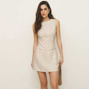 Vestido sin mangas de lino y algodón para mujer, vestido mini elegante de lujo de alta gama para tallas pequeñas - Product Image 3