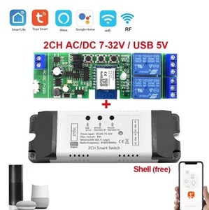 Interruptor Inteligente Tuya, Módulo de Relé WIFI de 2 Canales, Control Inalámbrico RF433, 12V 24V, Compatible con Smart Life, Alexa, <span class=keywords><strong>Asistente</strong></span> de <span class=keywords><strong>Google</strong></span> - Product Image 1