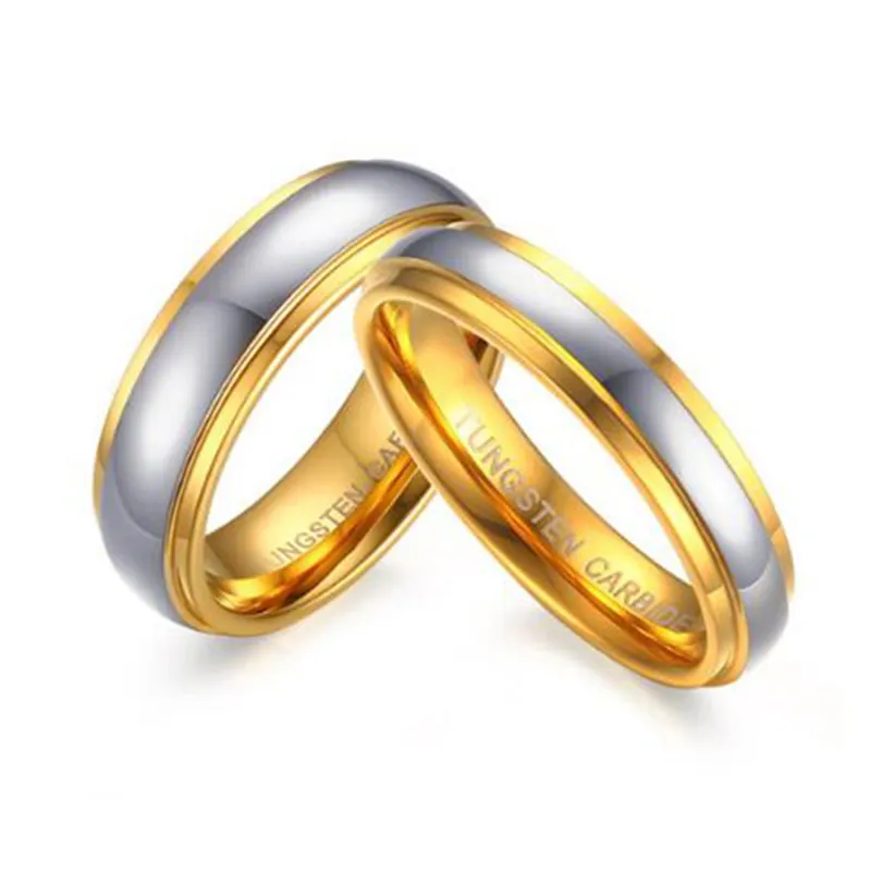 Mode 6MM Herren ringe Gold Farbe Nut Wolfram Stahlringe Hochzeit Verlobung schmuck