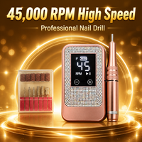 Perceuse à ongles rechargeable pour professionnels, 45 000 tr/min, lime à ongles électrique sans fil, 8 heures d'autonomie, machine de ponçage pour manucure