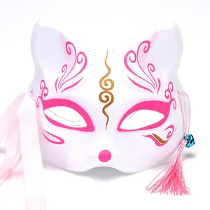 Çin yapılan yarım yüz tilki maskesi el boyalı parti maskesi