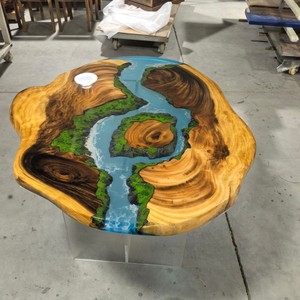 Tavolo da Pranzo in Legno di Design Personalizzabile per Ufficio, <span class=keywords><strong>Cucina</strong></span>, Caffetteria, Set Tavolo Quadrato in Resina Epossidica per Ristorante - Product Image 5