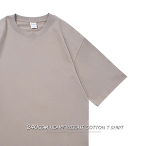 Camiseta de peso pesado con hombros caídos de 240 GSM de alta calidad, ropa de calle personalizada de algodón pesado en blanco de lujo, camiseta de gran tamaño para hombre - Product Image 2