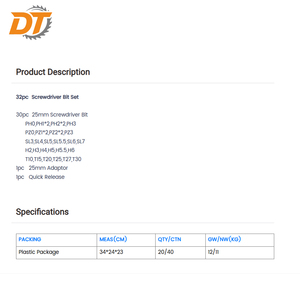 Jeu <span class=keywords><strong>de</strong></span> 32 embouts <span class=keywords><strong>de</strong></span> tournevis DT, haute dureté, acier S2, embouts <span class=keywords><strong>de</strong></span> tournevis chromés pour <span class=keywords><strong>travaux</strong></span> <span class=keywords><strong>de</strong></span> fixation - Product Image 4