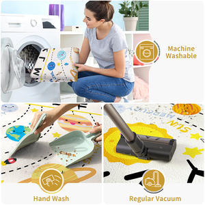 Tapis de jeu pour enfants, épaisseur 1,5 cm, carré, en fibre de polyester, thème spatial, lavable en machine, usage domestique - Product Image 1