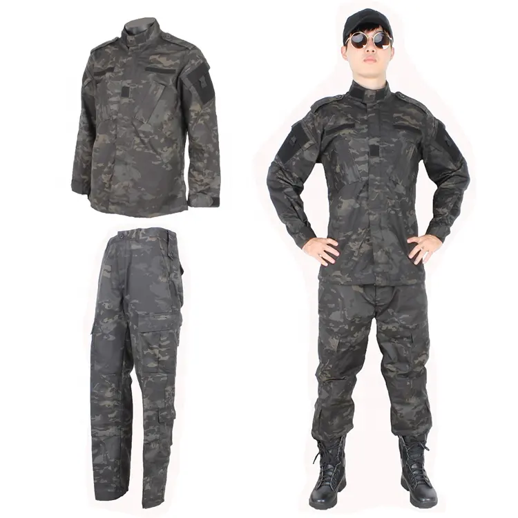 戦術的なセキュリティACU余剰ブラックマルチカムカモフィールドシャツ