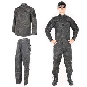 战术安全ACU剩余黑色多重迷彩野外衬衫