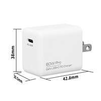 Nouveau modèle transfrontalier le plus vendu – Chargeur USB-C PD60W ignifuge en nitrure de gallium, norme américaine, pour téléphones mobiles à charge rapide