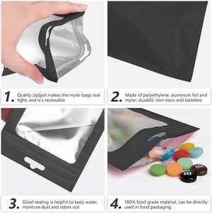 Logotipo personalizado clásico contemporáneo Ziplock embalaje autosellante reutilizable a prueba de olores Mylar bolsas con ventana transparente - Product Image 3