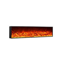 Chimenea Eléctrica Empotrada Bajo TV de 40-100 Pulgadas, Cuerpo Metálico Ultrafino, Llama LED 3D, Calentador de Bajo Consumo