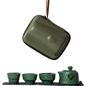 Juego de Té Portátil para Viajes y Festivales, Estilo Guofeng, Taza de Cerámica, Una Tetera, Tres Tazas, Bolsa de Almacenamiento - Product Image 5