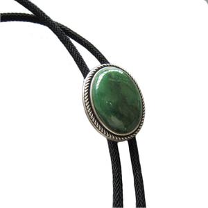 Collar Bolo Retro, Joyería de Personalidad, Creativo, Ajustable, con Cuerda, Estilo <span class=keywords><strong>Poirot</strong></span>, con Colgante Ovalado de Jade Verde Esmeralda - Product Image 6