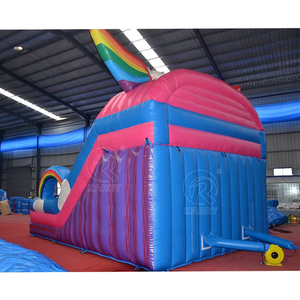 Location de fête commerciale arc-en-ciel château gonflable maison de rebond licorne gonflable toboggan sautant pour piscine - Product Image 5