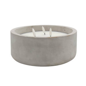 Vente en gros de bougie en forme de bol gris en <span class=keywords><strong>ciment</strong></span> avec de la vraie cire à l'intérieur et 3 mèches pour cadeau d'anniversaire pour accessoire photo de table - Product Image 1