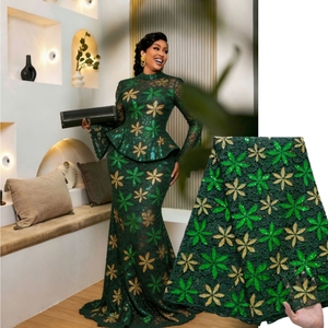 Tessuto in pizzo <span class=keywords><strong>guipure</strong></span> africano 4859, stile nigeriano con paillettes di lusso, pizzo solubile in acqua, tessuto francese per abiti da festa - Product Image 1