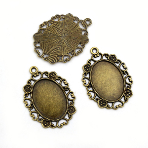 Bases para colgantes de flor de 18x25mm, aptas para cabujones ovalados de 18x25mm, base en blanco para engaste, suministros para fabricación de joyas y collares DIY - Product Image 3