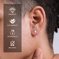 Pendientes de Moissanita VVS de Plata S925 con Baño de Oro de 14K para Mujer y Hombre, 1ct 2ct, Entrega en 3 Días, Stock en EE. UU., Pasa Prueba de Diamante GRA