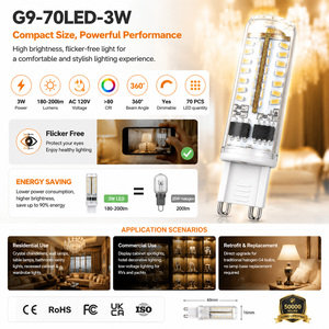 หลอดไฟ LED ทรงข้าวโพด G9 3W 70LED 170-200LM ปรับความสว่างได้ 2700K 5000K AC 220V พลาสติก แก้ว FCC ETL CE 15000H รับประกัน 2 ปี สำหรับที่อยู่อาศัย - Product Image 2