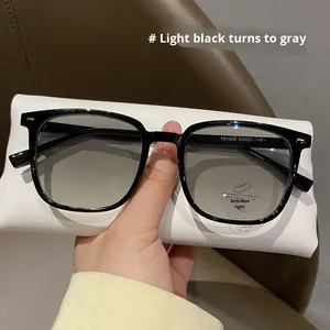 Men's Fashionable Photochromic Square <strong>Reading</strong> <strong>Glasses</strong> <strong>New</strong> Classic Simple Plain Black Frame Ultra-Light Slimming Diamond Trendy - Product Image 6