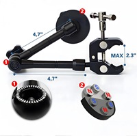 Support universel pour bras de 11 pouces en métal flexible avec 7 pinces griffes de crabe, support magnétique pour téléphone et tablette pour diffusion en direct