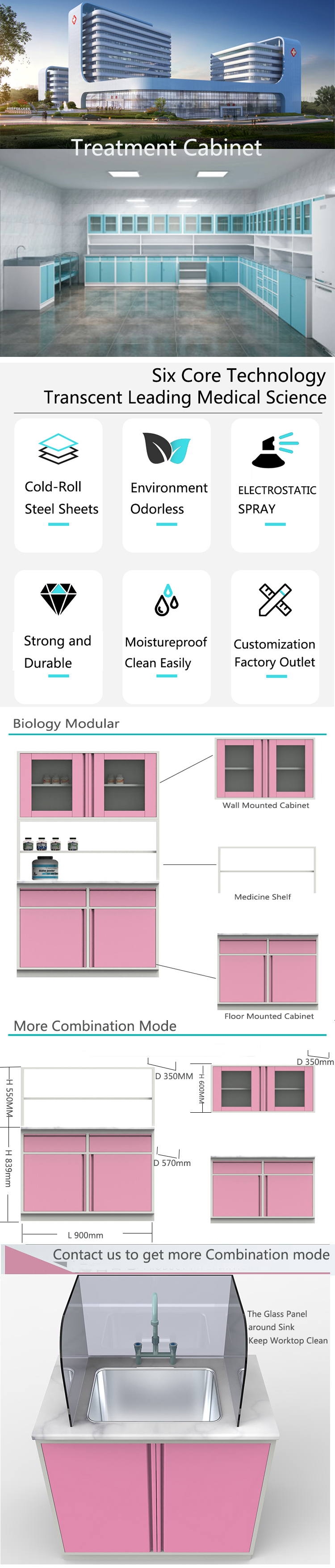 Work Bench Drawers Stainless Steel Hospital Bench With Sink Instrument Healthcare Hospital Treatment Cabinet Work Bench/