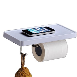 <span class=keywords><strong>Porte</strong></span>-<span class=keywords><strong>papier</strong></span> <span class=keywords><strong>toilette</strong></span> <span class=keywords><strong>mural</strong></span> moderne <span class=keywords><strong>blanc</strong></span> S01 pour hôtel, en plastique ABS et acier inoxydable, avec rangement - Product Image 1