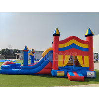 Château gonflable commercial avec toboggan pour enfants, thème château, équipement de jeu gonflable pour fêtes en plein air