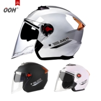 Casque de moto ouvert certifié OOH DOT anti-buée avec protection solaire, taille XL, à dégagement rapide, toutes saisons, en ABS, avec nouveau haut-parleur, noir