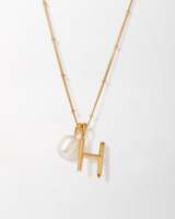 Perle d'eau douce lettre initiale pendentif breloque chaîne en couches collier en acier inoxydable or 18 carats bijoux de mode pour femmes hommes