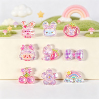 Hars-elektrolytisch verzinkte AB konijnencharms cartoon aardbei kers en regenboog DIY telefoonhoesjes patches