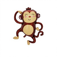 Lot de 5 ballons en aluminium en forme d'animaux de dessin animé (crocodile, éléphant, singe, étoile à cinq branches) – Fournitures de décoration pour fête d'anniversaire d'enfants