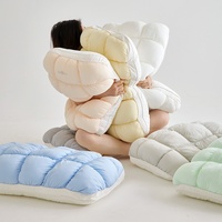 Nouvel Oreiller de Sommeil Domestique en Nylon Léger, Design Minimaliste, Couleur Unie, Motif Grille de Pain, Forme Crêpe Glacée, Une Paire