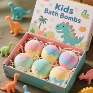 Bombes <span class=keywords><strong>de</strong></span> <span class=keywords><strong>bain</strong></span> pour enfants en gros sous marque privée, naturelles, végétaliennes, avec jouets dinosaures surprise à l'intérieur - Product Image 3