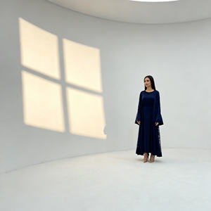 Abaya de luxe en polyester avec dentelle, design personnalisé, élégante, OEM ODM, vente en gros, robe de soirée pour femmes musulmanes - Product Image 1