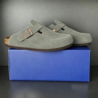 Mules sabots en daim pour infirmières, anti-fatigue, avec semelle intérieure en liège amortie, soutien de la voûte plantaire, respirantes, à enfiler, chaussures de travail en cuir souple, vente en gros