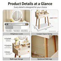 Ensemble de coiffeuse moderne et minimaliste élégant, table de maquillage multifonctionnelle pour appartements locatifs et petits espaces