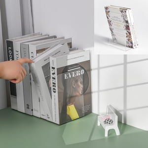 ชุดที่กั้นหนังสืออะคริลิค <span class=keywords><strong>4</strong></span> ชิ้น - รูปตัว L, ที่กั้นหนังสือกันลื่น, ตัวแบ่งชั้นวางสำหรับใส่หนังสือ, สำหรับสำนักงาน, ร้านค้า - Product Image 4