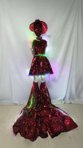 Sombrero de chica moderna con espejo rojo para mujer, actuación en escenario, Festival, disfraz de <span class=keywords><strong>Gogo</strong></span>, Bar, club nocturno, traje Rave, zancos, vestido de salón - Product Image 6