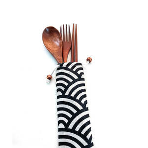 Bằng gỗ thiết lập dao kéo tái sử dụng thìa gỗ và Ngã Ba bằng gỗ Flatware - Product Image 6