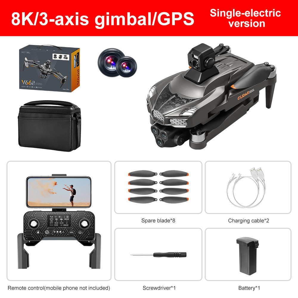 V668 Drone GPS Drone 4K Profesional 3-Axis Gimbal Dual Camera 5G WIFI FPV  RC Quadcopter with Obstacle Avoidance